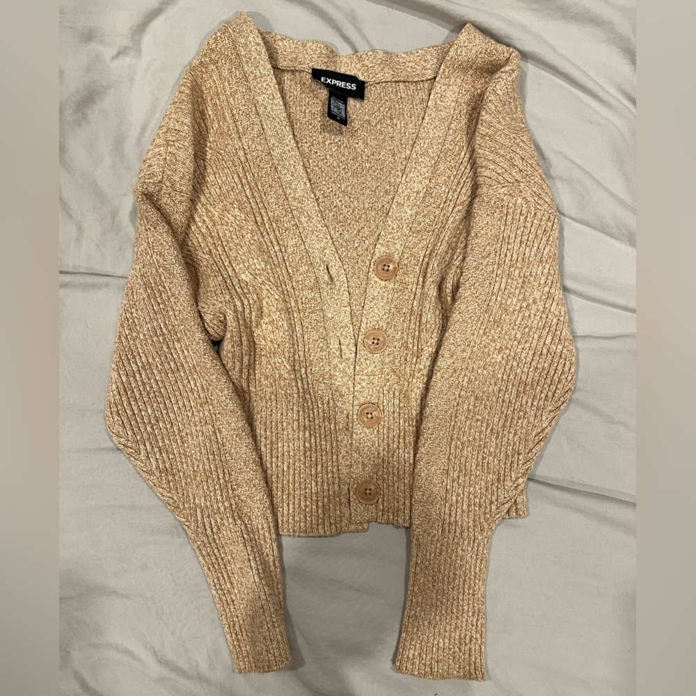 Express Women's Ribbed Tan Cardigan